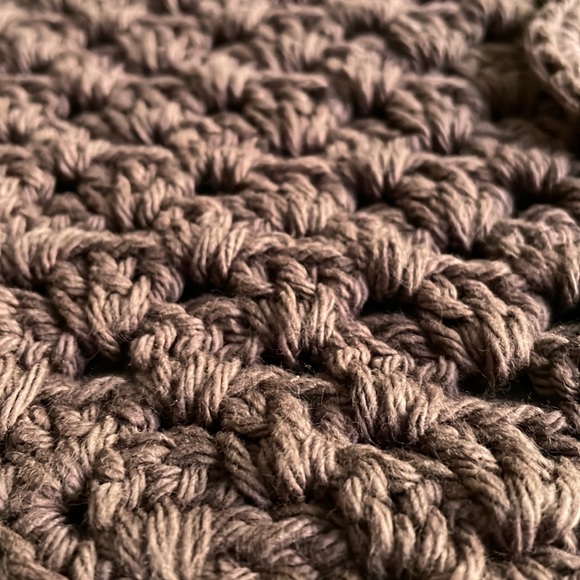 2 Handmade Dishcloths Washcloths w Loop100% Cotton Dark Brown Hand Crocheted - Picture 3 of 4